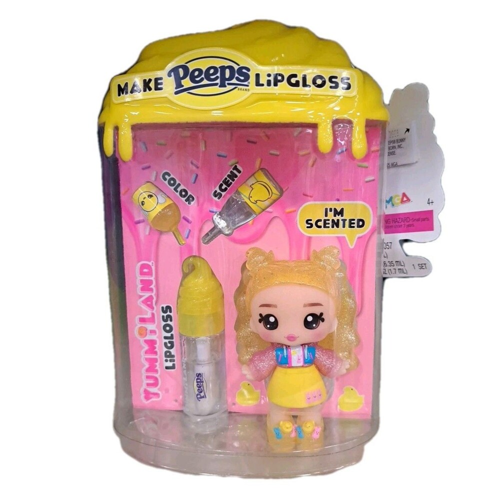 Yummiland Make Lipgloss Easter Peeps Goldie Mallows Doll Yellow Pink  Scented